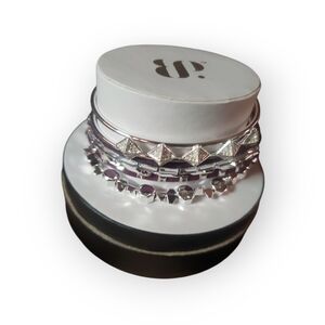 Silver Plated Bracelet Set Of 3 By Bomb Party